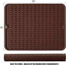 Silicone Non-Slip Easy Heat-resistant Dish Drainer Mat for Kitchen Counter, Sink, Refrigerator or Drawer liner (16" x 12", BLACK)