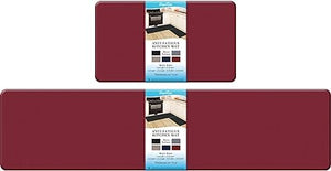 2PCS Non-Slip Standing Desk Mat, Waterproof Kitchen Rug Set for Kitchen, Floor, Office,17.3"×30"+17.3"×47",Black