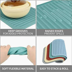 Versatile Silicone Trivet Hot Pad for Kitchen, Pack 3