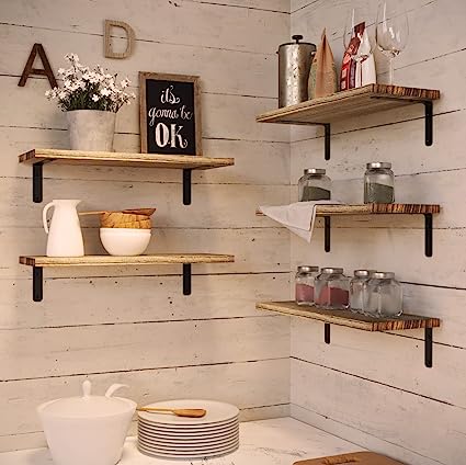 Set of 5 Farmhouse Style Floating. Hanging Shelf for Wall Décor