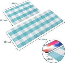 Cushioned Anti-Fatigue Waterproof Non-Slip Buffalo Plaid Heavy Duty PVC Ergonomic Comfort Standing Foam Mats, Rose&White, 17.3''x27.5''