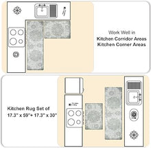 Anti Fatigue Kitchen Mats for Floor 2 Piece, Cushioned Comfort Kitchen Rugs Distressed Kitchen Sink Mats Waterproof Standing Mat for Kitchen, 17.3" x 47"+ 17.3" x 30"