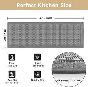 Anti Fatigue Non Skid Washable- Kitchen Mats for Floor,Kitchen Sink Rug Beige 20"x47"