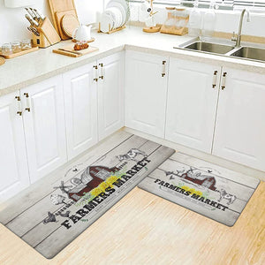 Anti Fatigue Set of 2  Waterproof Non Slip Farmhouse Cushioned Kitchen Mats Set