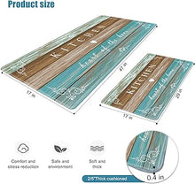 Anti Fatigue Kitchen Rugs 2 Pieces Non Slip Waterproof Kitchen Mats for Floor, Rustic Wooden Comfort Standing Mats for Kitchen, Office, Sink, Laundry