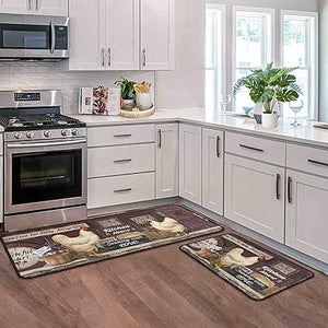 Non-Slip Backing Kitchen Mat Set of 2 Washable Kitchen Rug Sets with Runner for Home Kitchen 17"x47.2"+17"x30"