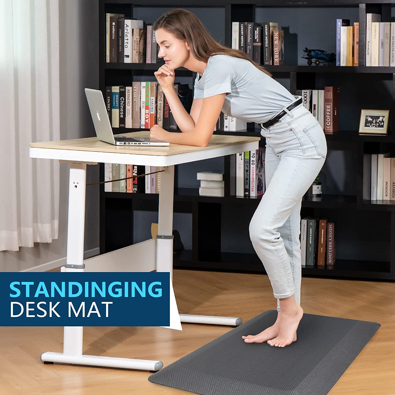 Anti Fatigue Standing Desk Mat, Thick Cushioned Kitchen Floor Mats,  Washable, Stain Resistant, Supportive Comfort Padded Rug, Ergonomic Office  Antifatigue Runner Pad, 32x20 Inches, Black
