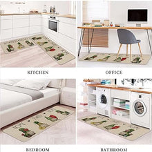 Funny Cactus Kitchen Rugs and Mats Set of 2, Non-Slip Washable Kitchen Sink Mats Holiday Kitchen Decor Doormat+Runner Rug