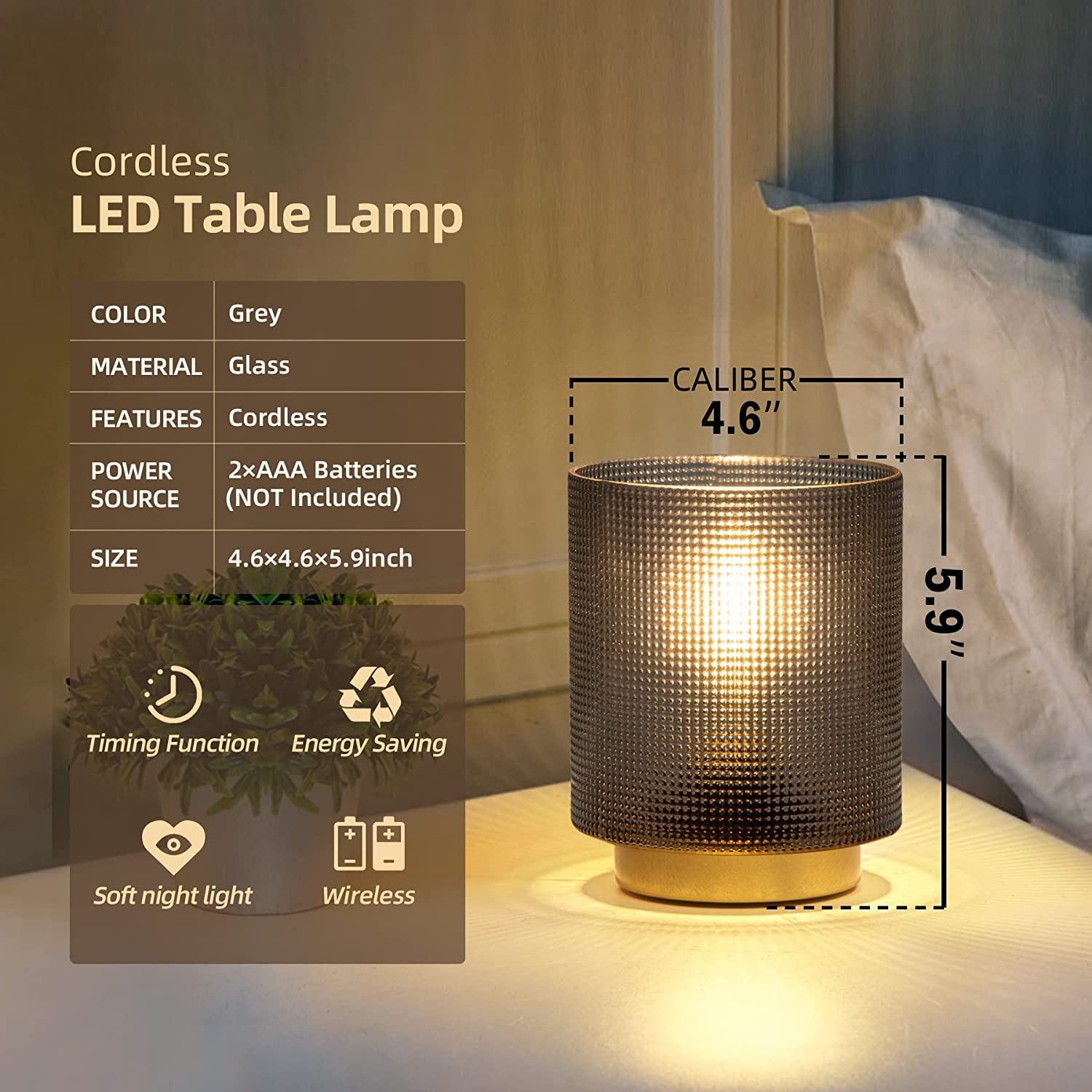 Battery Operated Table Lamps Timer (Cloud) – Modern Rugs and Decor