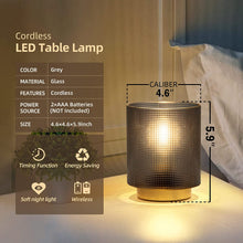 Battery Operated Lamp with Timer, Glass Cordless Lamp