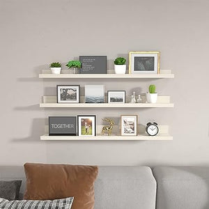 Wall Mounted Floating Shelves Set of 5, for Bathroom, Bedroom, Kitchen, Living Room Storage and Decoration, Brown Small Picture Ledge