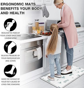 Non Skid Washable Anti Fatigue Mat Waterproof Cushioned Kitchen Matt for Standing 17.3"x29", Farmhouse