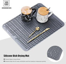 Silicone Non-Slip Easy Heat-resistant Dish Drainer Mat for Kitchen Counter, Sink, Refrigerator or Drawer liner (16" x 12", BLACK)