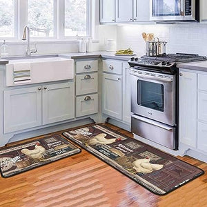 Non-Slip Backing Kitchen Mat Set of 2 Washable Kitchen Rug Sets with Runner for Home Kitchen 17"x47.2"+17"x30"