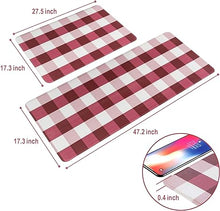 Cushioned Anti-Fatigue Waterproof Non-Slip Buffalo Plaid Heavy Duty PVC Ergonomic Comfort Standing Foam Mats, Rose&White, 17.3''x27.5''