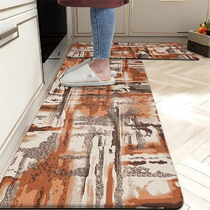 Retro Farmhouse Kitchen Mats for Sink,Cushioned Anti-Fatigue Comfort Kitchen Waterproof Non-Skid,Laundry Area Rugs Runner 17.3"x28"+17.3"x47"