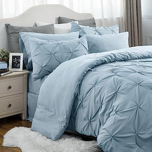 Queen Comforter Set - 7 Pieces, Bed in a Bag with Flat Sheet and Fitted Sheet, Pillowcases & Shams