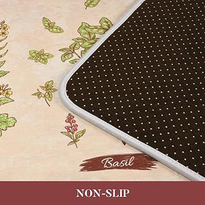 2 Pcs Valentines' Day, Black Kitchen Area Rug Set, Non Slip Backing, Absorbent Anti Fatigue Kitchen Mats