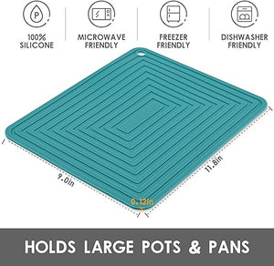 Silicone Trivets for Hot Pots and Pans-Trivets for Hot Dishes-Heat Resistant Mat for Countertops, Kitchen Small Dish Drying Mat, Silicone Pot Holders-Hot Pads for Kitchen Set 2 Black