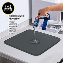 Super Absorbent Microfiber Premium Dish Drying Mat Dual Surface (Black)