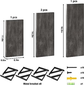 4 Sets of Wall Mounted Shelf for Bathroom Decor, Bedroom, Living Room and Plants (Carbonized Black)