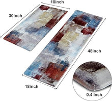 Modern Art Non Slip, Abstract Painting Cushioned Anti Fatigue, Waterproof  Kitchen Mats, 18'' x 48'' + 18'' x 30''