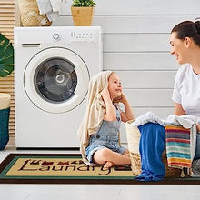 Machine Washable Checkered Border Laundry Room Rug Non-Slip Rubberback 2x3 Laundry Area Rug