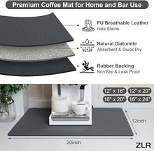 Coffee Mat - 12" x 16" Small Absorbent Kitchen Drying Mat for Dishes - Easy to Clean Coffee Bar Mat for Countertop, Coffee Maker, Espresso Machine - Black