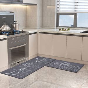 Anti Fatigue Kitchen Mats for Floor, Non Slip Cushioned Comfort Standing Mat for Kitchen Sink Office Laundry, 17"x47"+17"x29", Grey.