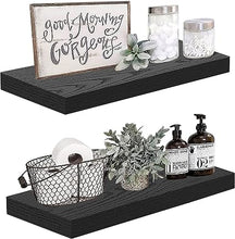 Floating Shelves Wall Shelf 24 inches Long Farmhouse Bathroom Decor Bedroom Kitchen Living Room Wall Mounted 24 x 9 inch Set of 2, Rustic Brown (008-60BN)