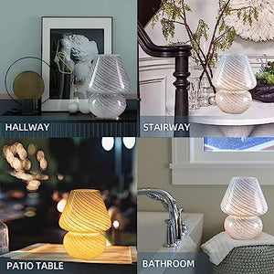 Battery Operated Table Lamps Timer, Cordless Lamp with LED Bulb for Power Outage, Mushroom Lamp for Area No Plug, Decorative Lamp for Tabletop/Corner/Entryway/Stairway/Bathroom/Fireplace(Cloud)