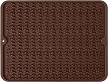 Silicone Non-Slip Easy Heat-resistant Dish Drainer Mat for Kitchen Counter, Sink, Refrigerator or Drawer liner (16" x 12", BLACK)