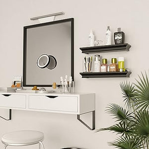 16 Inches Wall Floating Shelves Set of 3, rown Molding Display Shelves with Invisible Brackets in Bathroom, Bedroom, Living Room