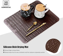 Silicone Non-Slip Easy Heat-resistant Dish Drainer Mat for Kitchen Counter, Sink, Refrigerator or Drawer liner (16" x 12", BLACK)