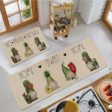 Funny Cactus Kitchen Rugs and Mats Set of 2, Non-Slip Washable Kitchen Sink Mats Holiday Kitchen Decor Doormat+Runner Rug