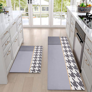 [2 PCS] Cushioned Anti-Fatigue Waterproof Non-Slip Heavy Duty PVC Ergonomic Comfort Foam Rug for Kitchen (Marble) - 17.3" x 59 "+ 17.3" x 29.5 "--0.28 inches