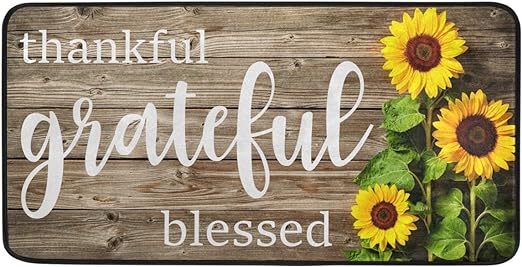 Grateful Thankful Bless Anti-Fatigue Memory Foam Kitchen Mat