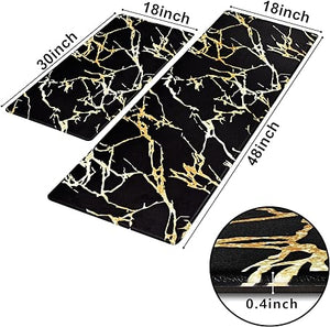 Cushioned Anti-Fatigue Waterproof Non-Slip Kitchen Mats and Rugs, 17''x47'' + 17''x30''