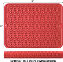 Silicone Non-Slip Easy Heat-resistant Dish Drainer Mat for Kitchen Counter, Sink, Refrigerator or Drawer liner (16" x 12", BLACK)