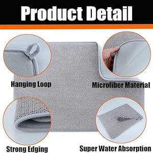 2 Pack Microfiber Dish Drying Mat for Kitchen Counter, 24" x 17" Large Dish Drying Pad, Super Absorbent Dishes Drainer Mats for Countertops, Draining Racks and under Sinks (Grey)