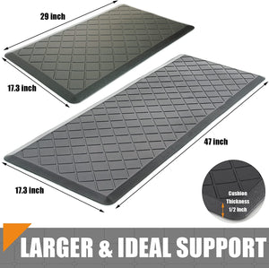 Anti Fatigue Cushioned, Heavy Duty, Non-Skid, Ergonomic Comfort Foam Kitchen Mat 2 PCS,