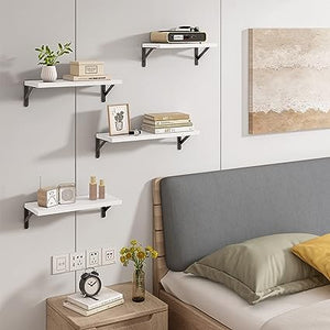 4 Sets of Wall Mounted Shelf for Bathroom Decor, Bedroom, Living Room and Plants (Carbonized Black)