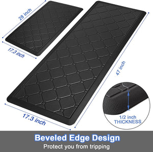 2 PCS Cushioned Anti Fatigue 1/2 Inch Thick Waterproof Non Slip PVC Non Skid Comfort Cushion Kitchen Mats