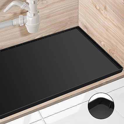 Under Sink Mat with Drain Hole, 34x22 Kitchen Bathroom Cabinet