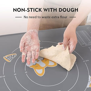 Silicone Baking Mat with Dough Cutter,(Beige)20'' X 16"
