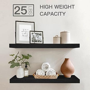 Floating Shelves Wall Shelf 24 inches Long Farmhouse Bathroom Decor Bedroom Kitchen Living Room Wall Mounted 24 x 9 inch Set of 2, Rustic Brown (008-60BN)