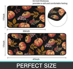 Sets of 2,Abstract Waterproof  Art Kitchen Decoration Non-Slip Absorbent Mats, 17x30+17x48inch