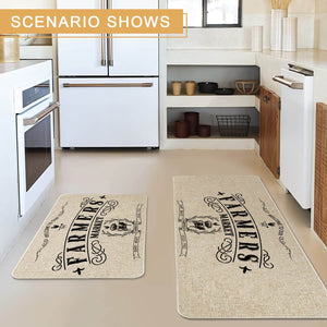 Set of 2, Farm Rooster Kitchen Mat, Seasonal Holiday Cooking Sets Washable Non-Slip Floor Mats for Home Kitchen Decor - 17x29 and 17x47 Inch