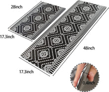 Anti Fatigue Set Black Boho Cushioned Non Slip Kitchen Mats PVC Waterproof Kitchen Runner Rug 17"X48"+17"X28"