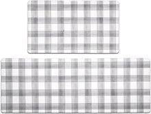 Anti Fatigue Waterproof & Non-Skid Cushioned Washable  Modern Farmhouse Plaid 2 Piece Set, 17“*30”+17“*47”